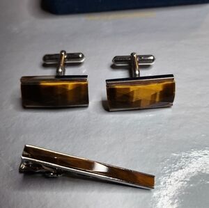Cufflinks Vintage set of 3 Unbranded gemstone